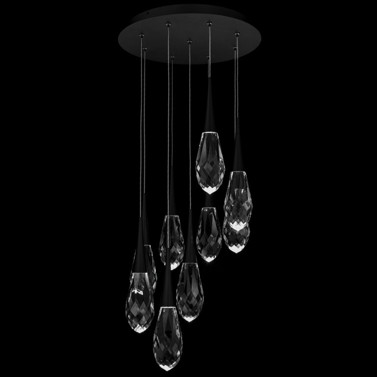 Hibiscus Black Crystal 9-Light LED Globe Pendant, Energy Star Certified