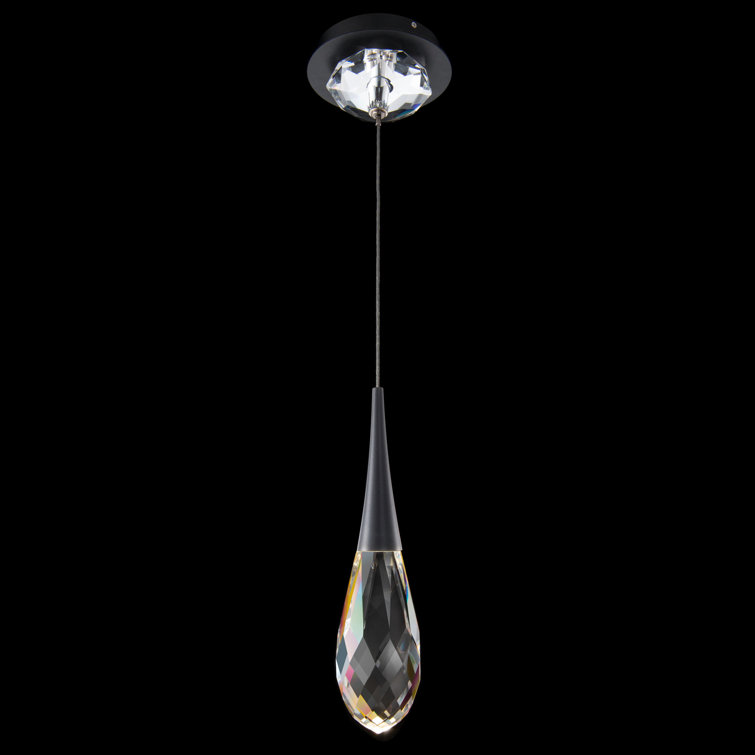 Black Crystal LED Mini Indoor/Outdoor Pendant Light