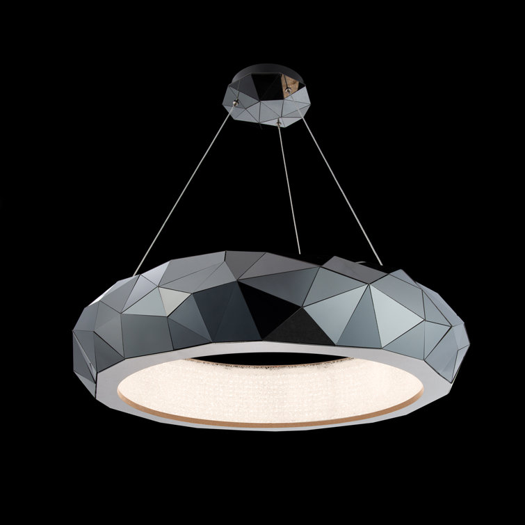 Black Crystal LED Drum Pendant Light