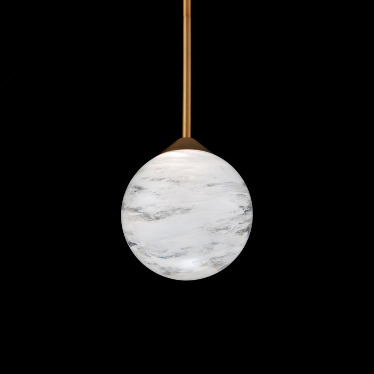 Quest Aged Brass Crystal LED Mini Globe Pendant