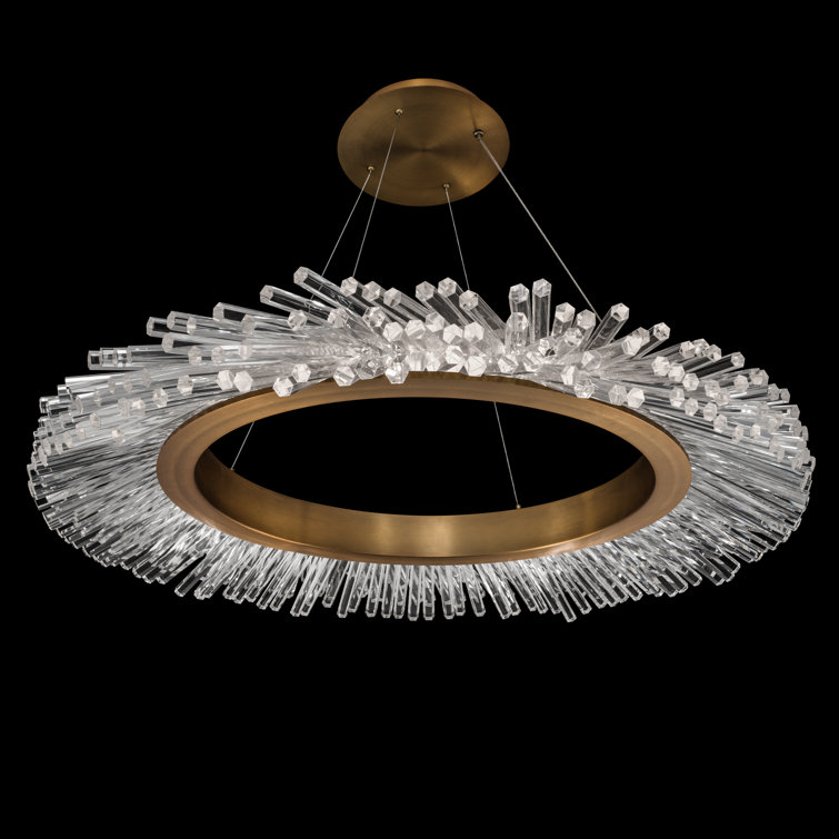 Benediction Crystal LED Aged Brass Indoor/Outdoor Energy Star Pendant