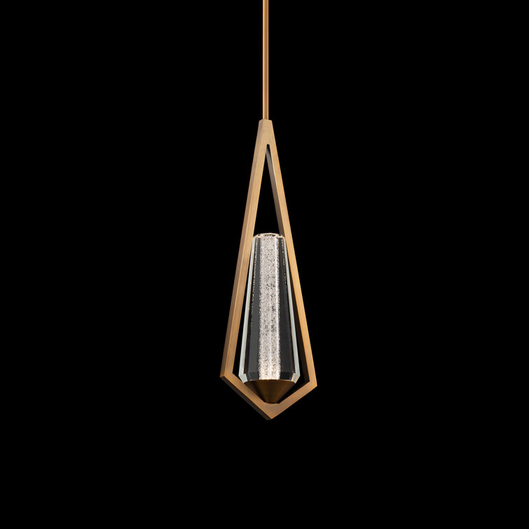 Aged Brass Crystal LED Mini Pendant Light