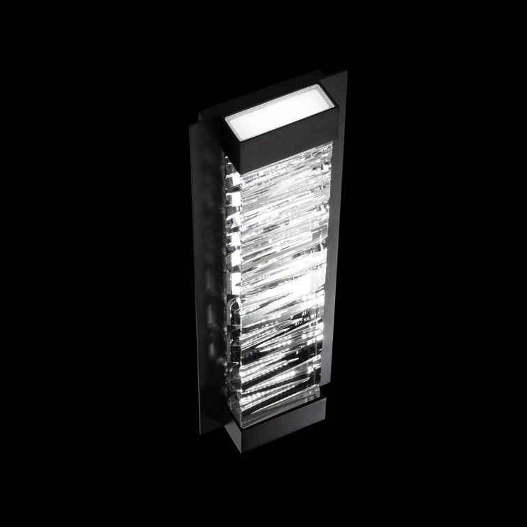 Black Crystal LED Wall Sconce with Integrated Dimmable Light