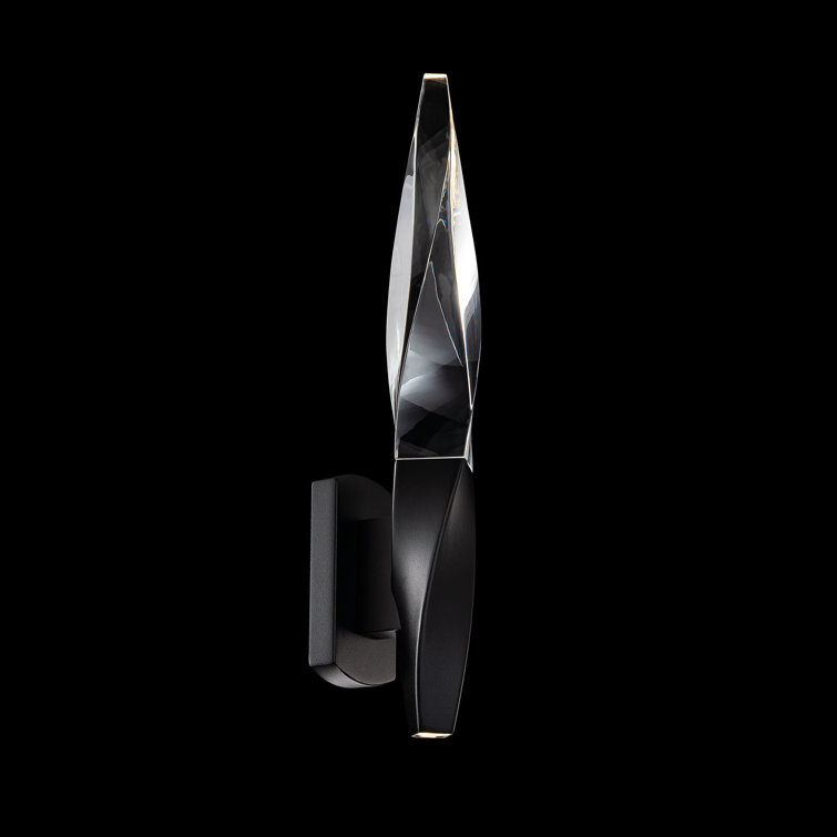 Black Aluminum LED Wall Sconce with Crystal Shade
