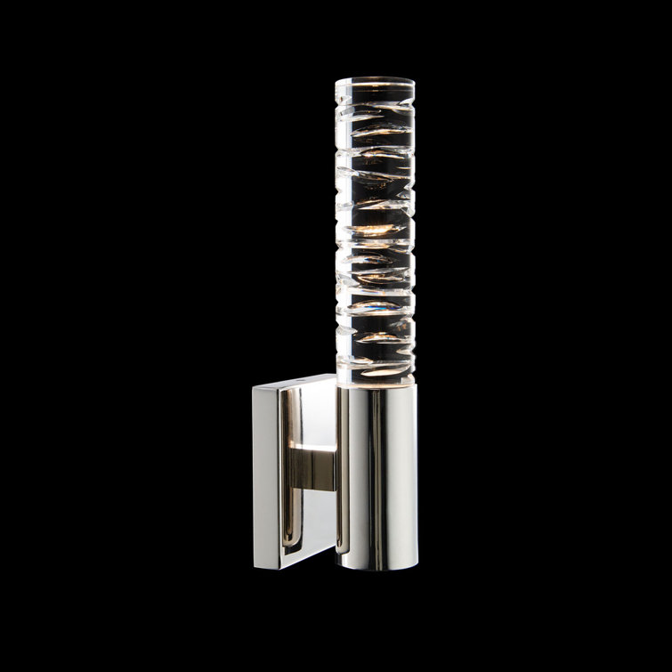 Polished Nickel LED Wall Sconce with Crystal Design