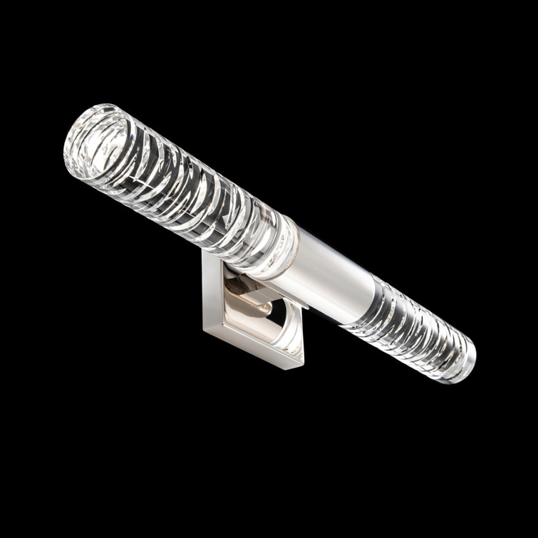 Polished Nickel Cylinder LED Vanity Light with Clear Crystal