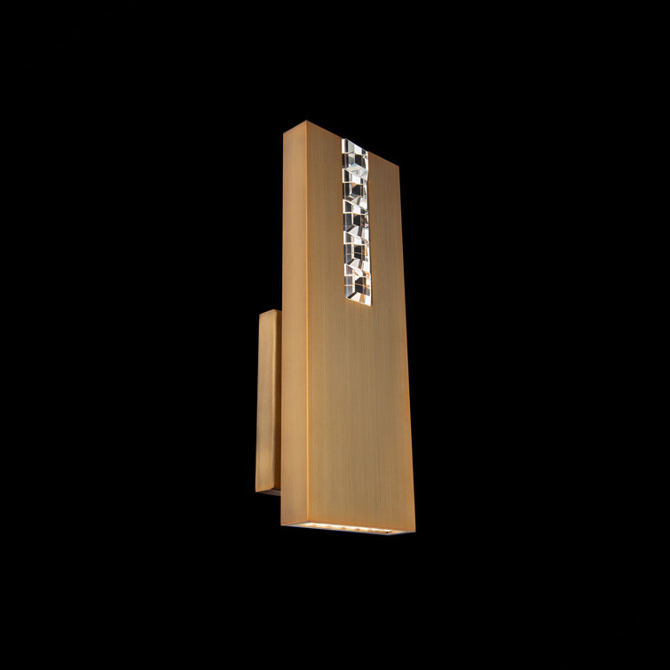 Aged Brass Dimmable LED Wall Sconce with Crystals