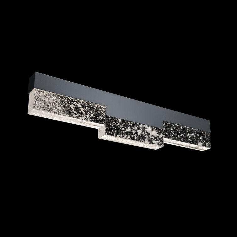 Black Geometric LED Wall Sconce with Crystal Blocks
