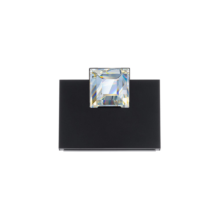 Princess-Cut Black Dimmable LED Wall Sconce with Crystal Accent