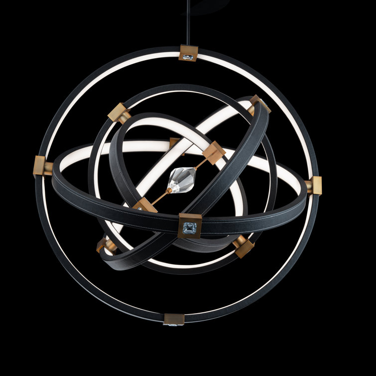Atomic Black and Aged Brass LED Pendant with Crystal