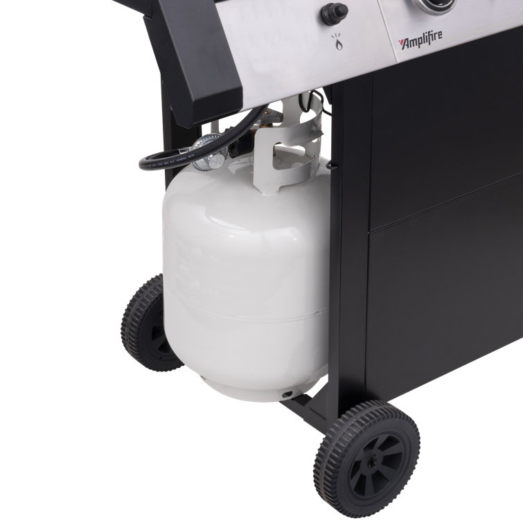Black Stainless Steel 4-Burner Propane Gas Grill with Side Burner
