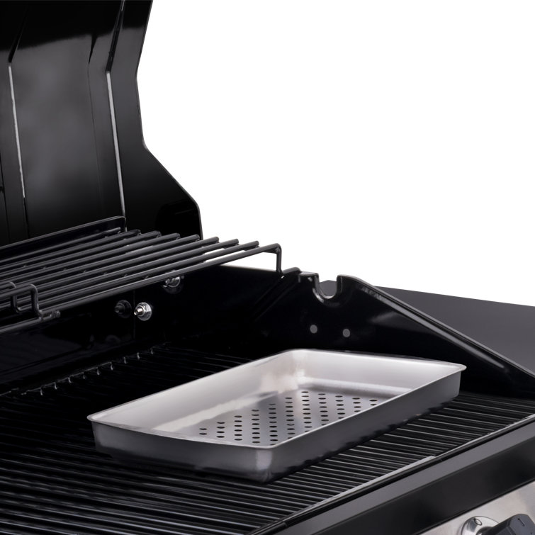 Black Stainless Steel 4-Burner Propane Gas Grill with Side Burner