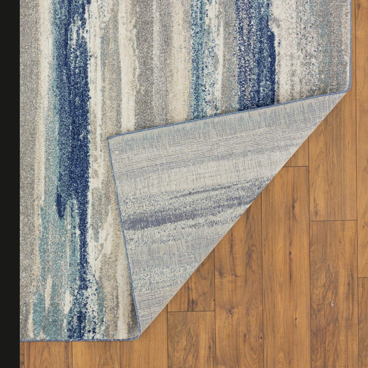 Abstract Blue Visions 5' x 7' Easy-Care Synthetic Area Rug