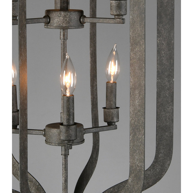 Rustic Distressed Iron 6-Light Lantern Pendant