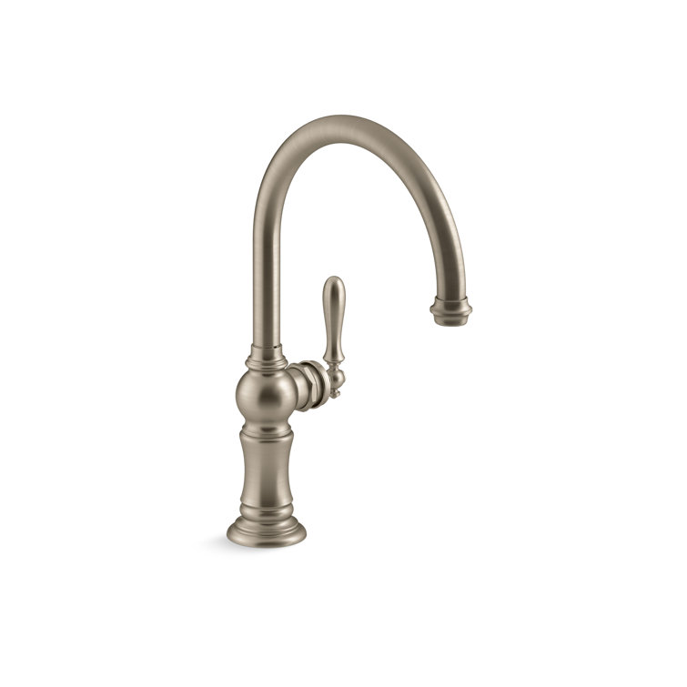 Vibrant Brushed Bronze Single-Hole Kitchen Faucet with Arc Spout