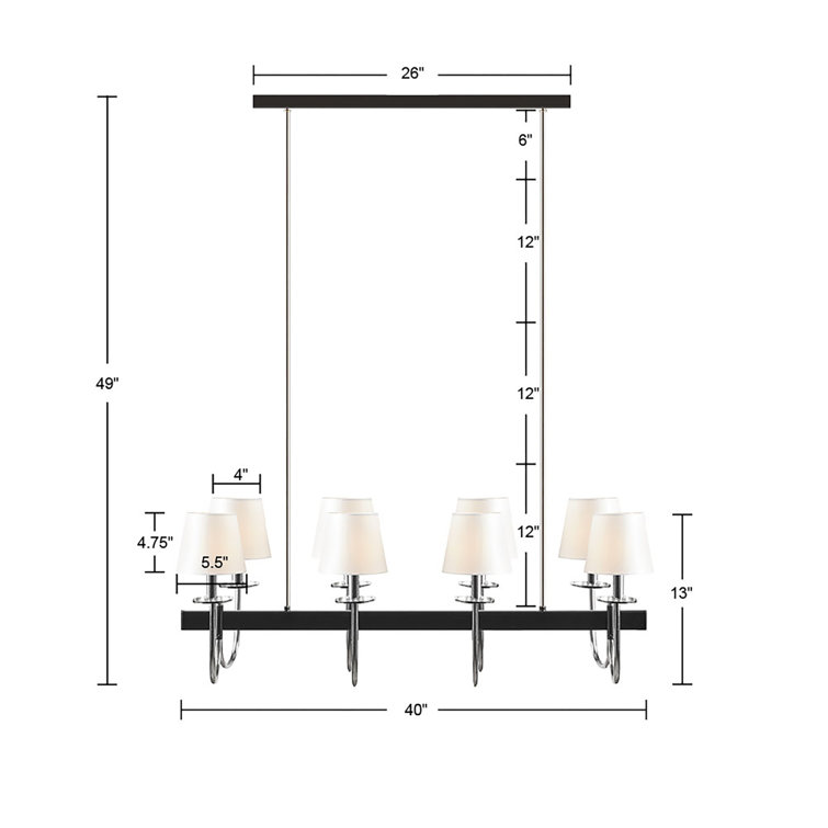 Fairmount Nickel 8-Light Chandelier with Drum Shades