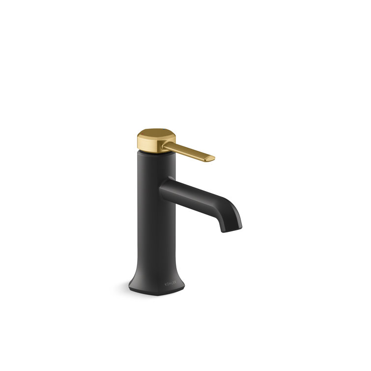 Matte Black and Brass Single Hole Bathroom Faucet