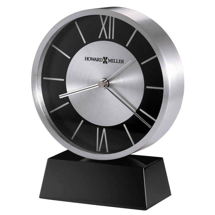 Black and Silver Quartz Roman Numeral Table Clock