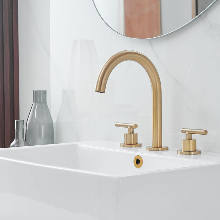 Brushed Gold 8 in. Widespread Double Handle High-Arc Bathroom Faucet