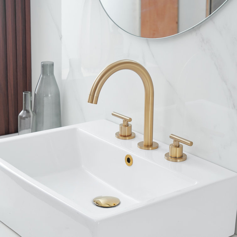 Brushed Gold 8 in. Widespread Double Handle High-Arc Bathroom Faucet