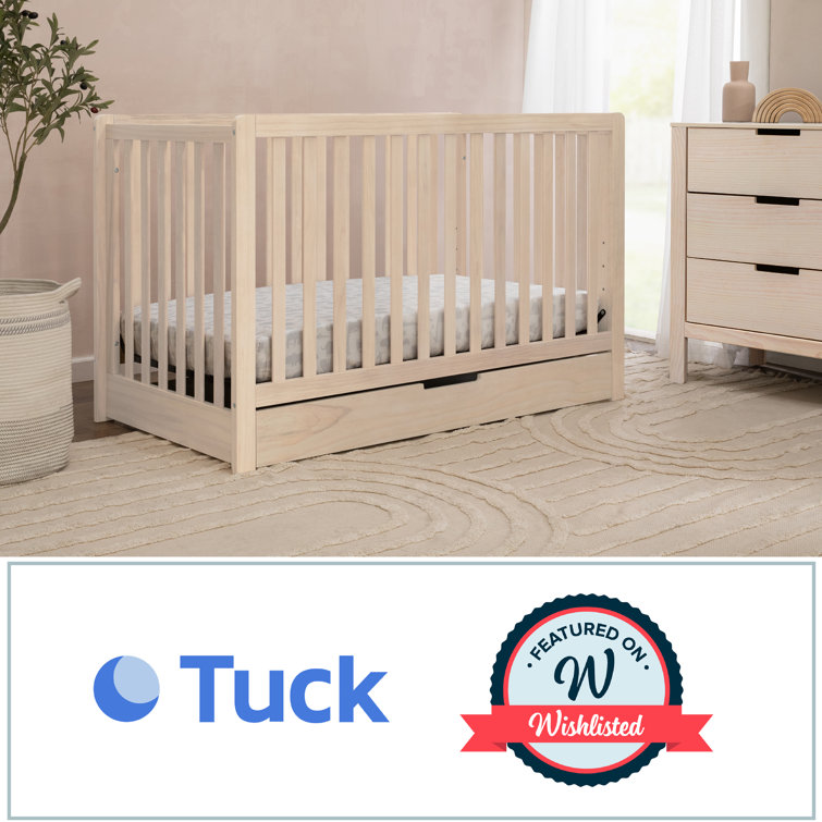 Washed Natural Pine 4-in-1 Convertible Crib with Storage