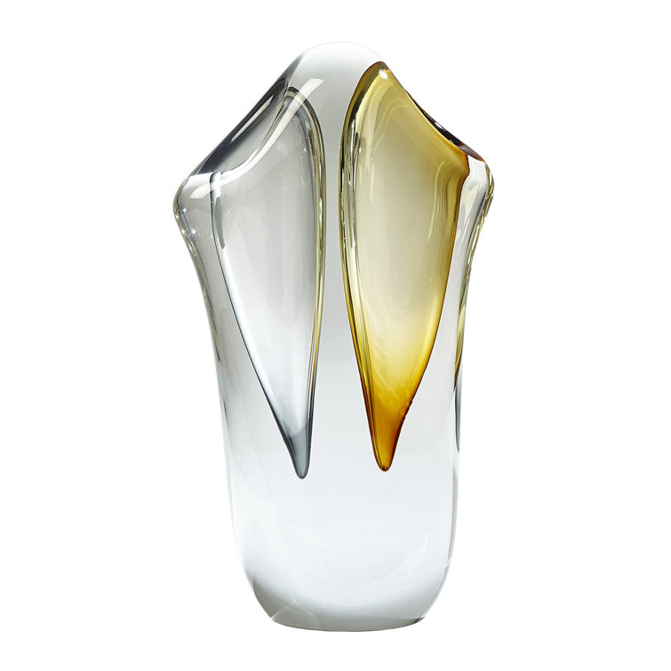 Amber and Grey Small Decorative Wood Table Vase
