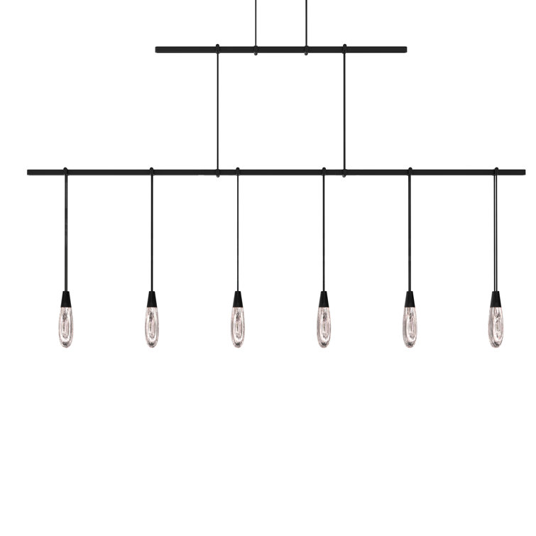 Black Crystal LED Island Pendant Light