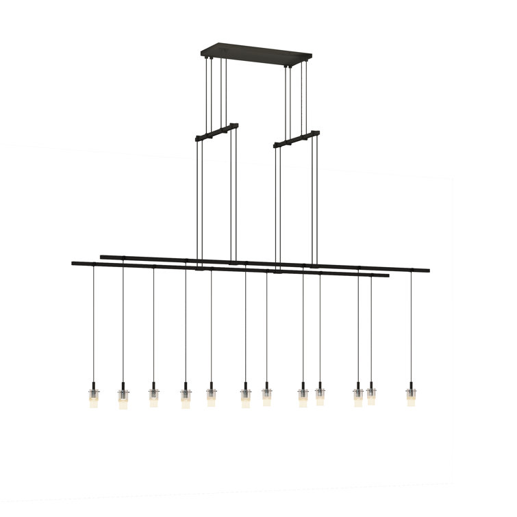 Modern Satin Black LED Glass Kitchen Island Pendant Light