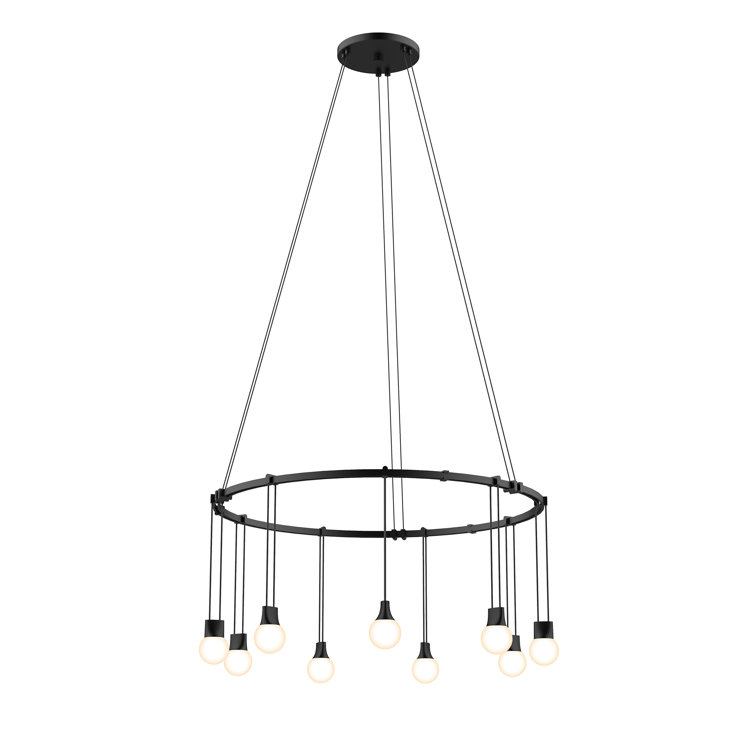 Satin Black 24" Modular LED Wagon Wheel Chandelier