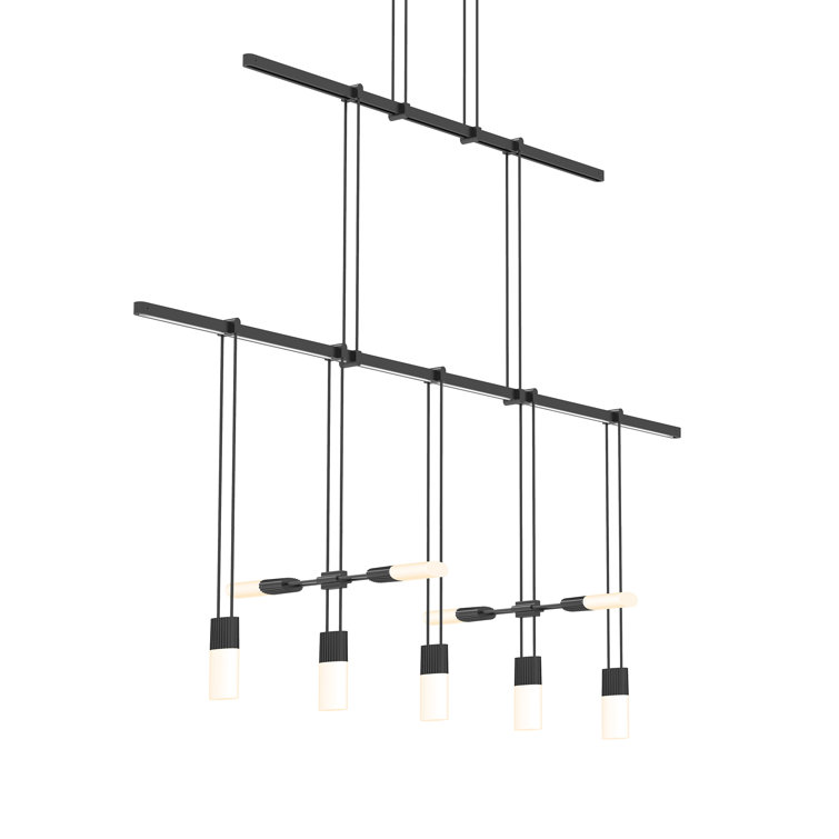 Suspenders 27" Satin Black Glass LED Island Pendant