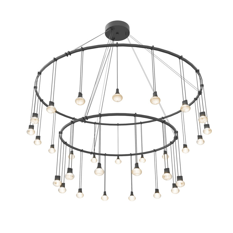 Satin Black Crystal LED Island Pendant Light