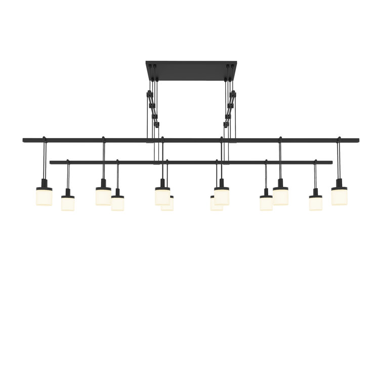 Black and White 12-Light LED Glass Pendant