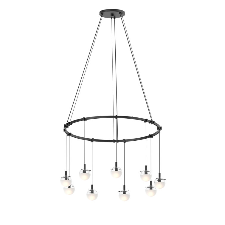 Black Glass LED 9-Light Cluster Pendant