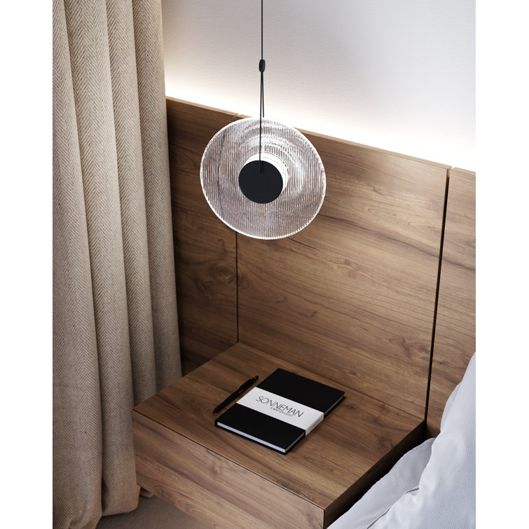 Meclisse Circular LED Pendant Light with Ribbed Glass Disc