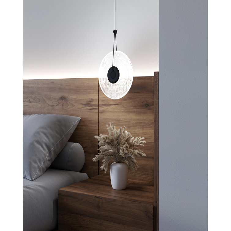 Meclisse Circular LED Pendant Light with Ribbed Glass Disc