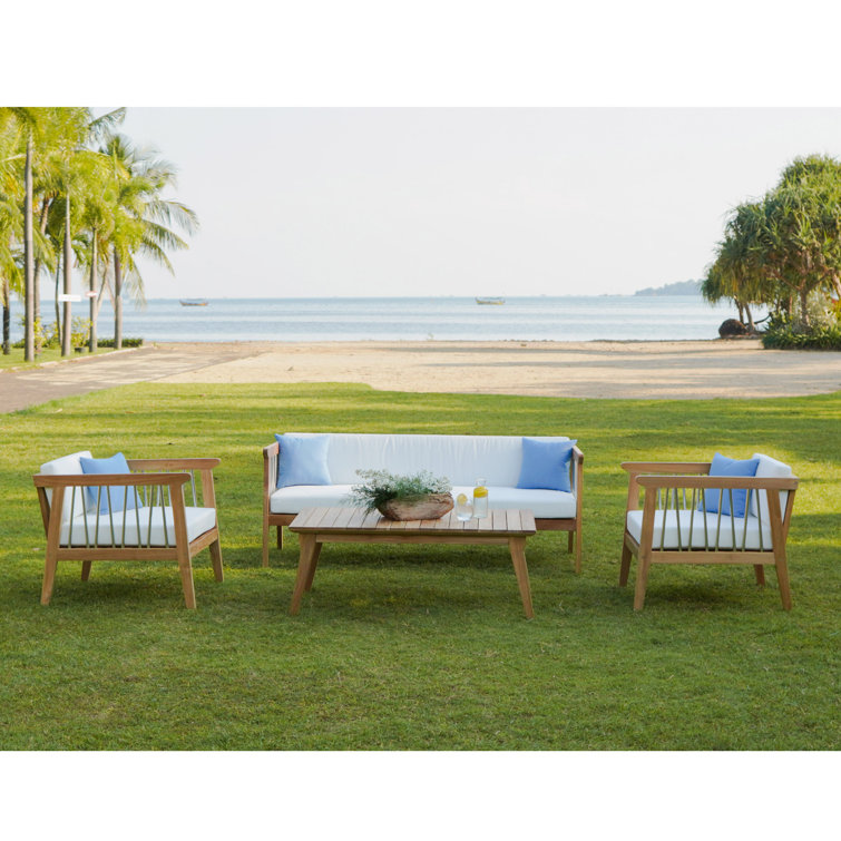 Rossio Teak and Stainless Steel 5-Person Outdoor Conversation Set