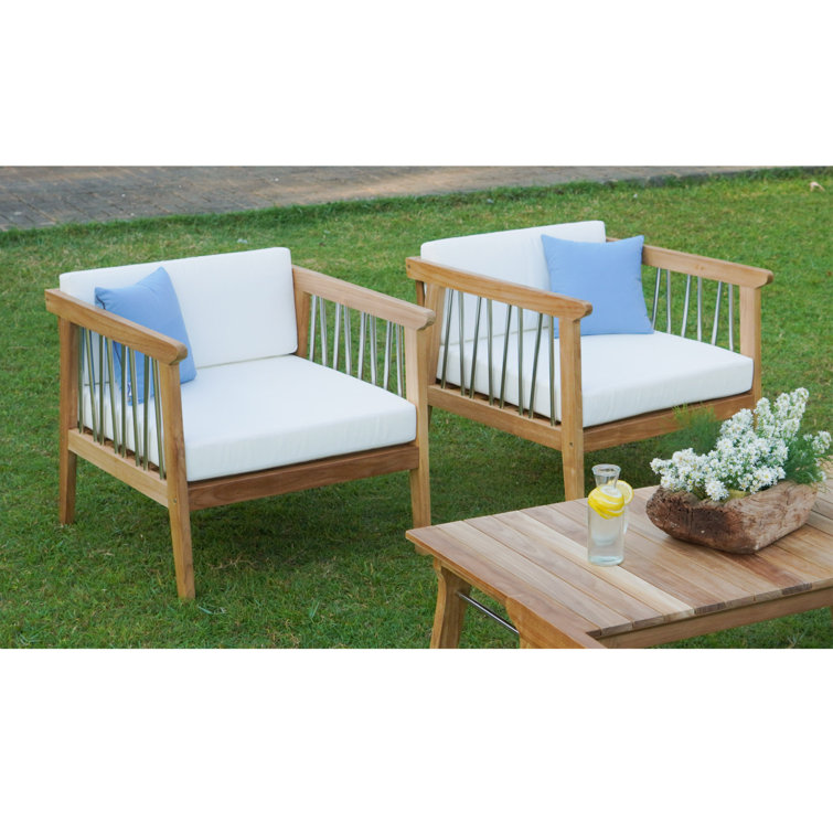 Rossio Teak and Stainless Steel 5-Person Outdoor Conversation Set