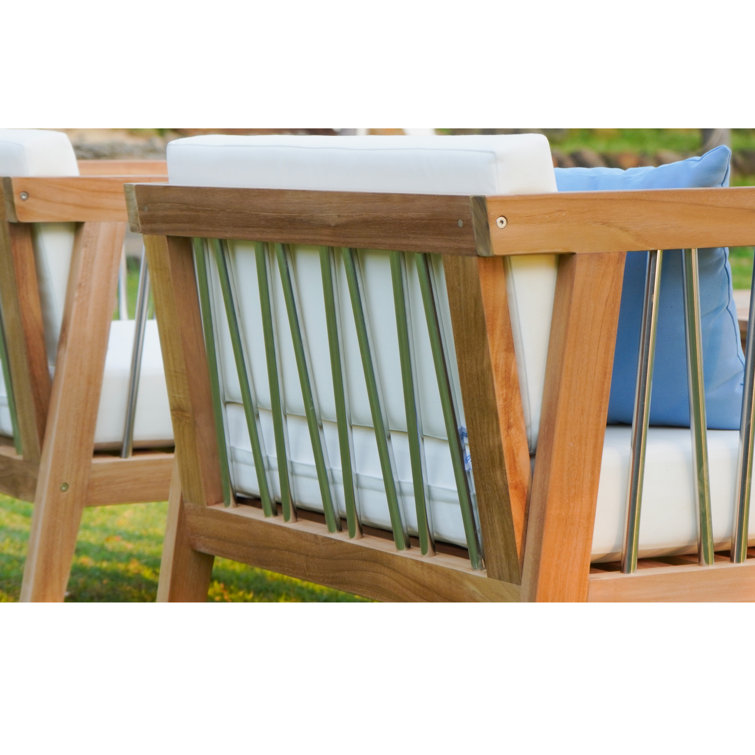 Rossio Teak and Stainless Steel 5-Person Outdoor Conversation Set
