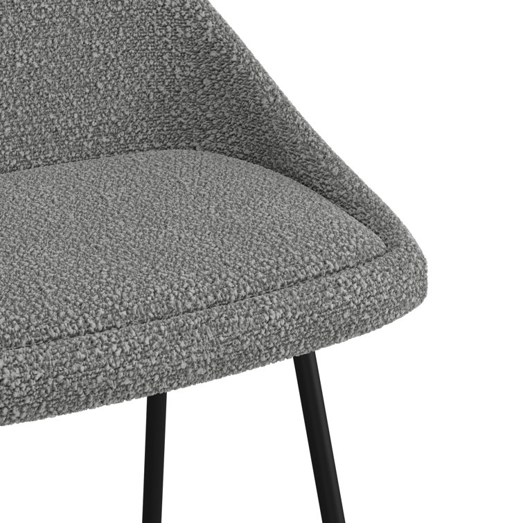 Gray Boucle Upholstered Counter Stool with Iron Legs, Set of 2