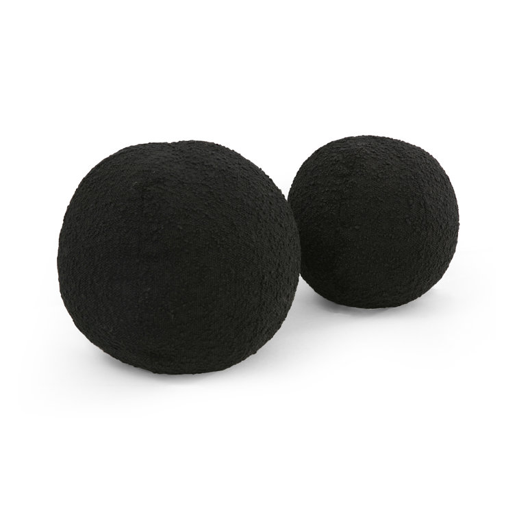 Black Round Boucle Throw Pillow Set