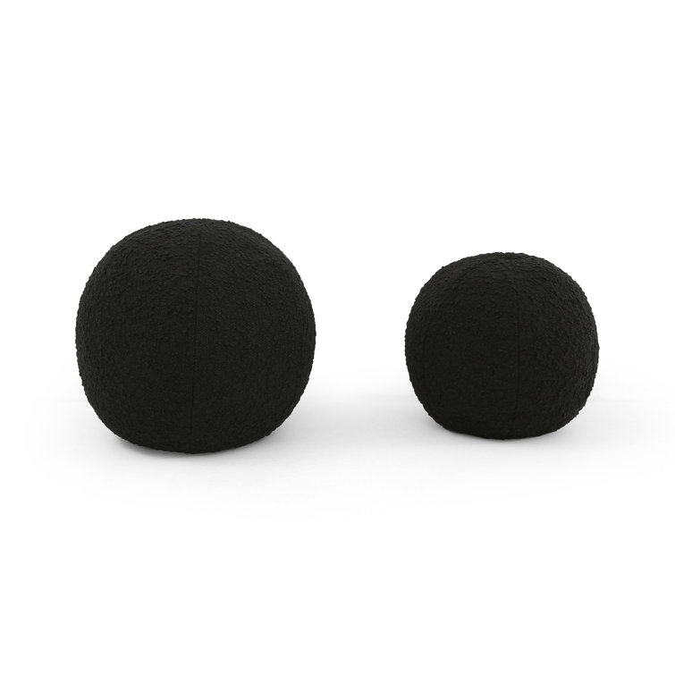 Black Round Boucle Throw Pillow Set
