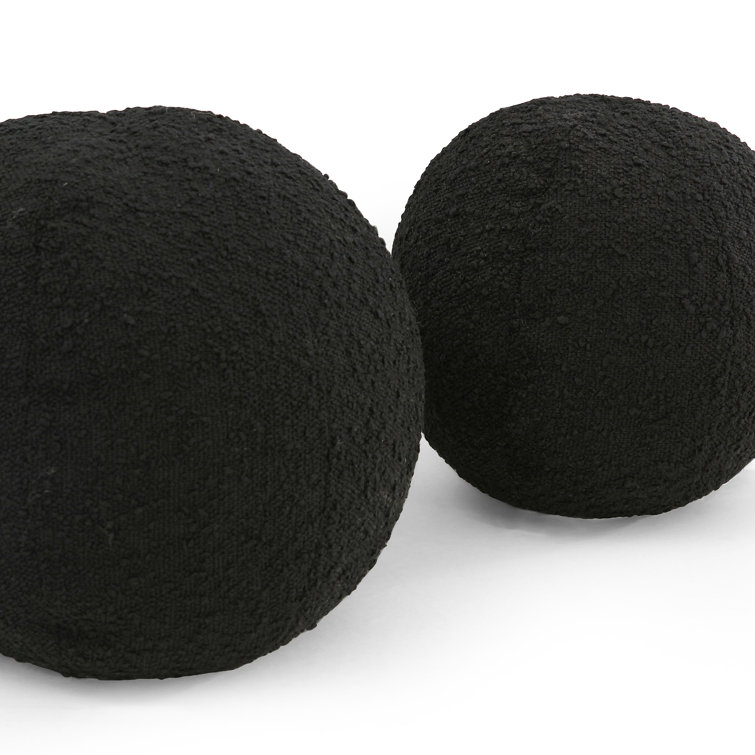 Black Round Boucle Throw Pillow Set