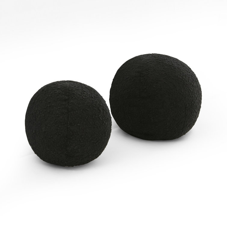 Black Round Boucle Throw Pillow Set