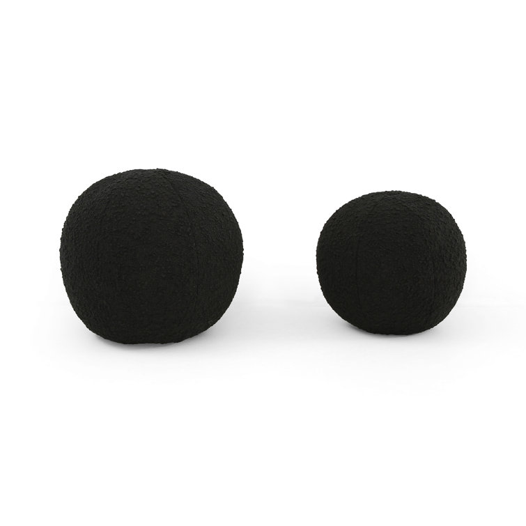 Black Round Boucle Throw Pillow Set