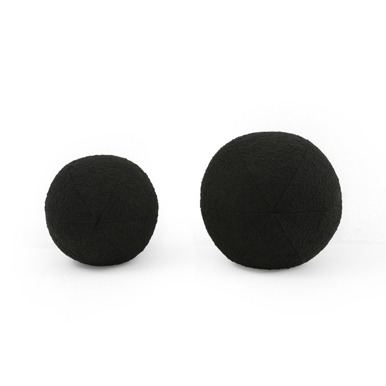 Black Round Boucle Throw Pillow Set