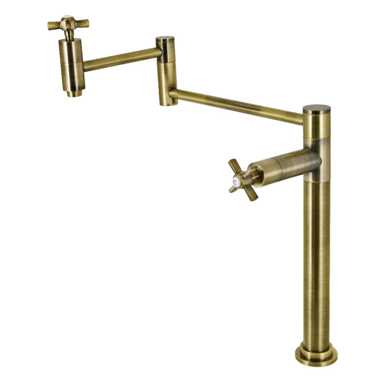 Polished Chrome Dual Handle Deck Mount Pot Filler Faucet