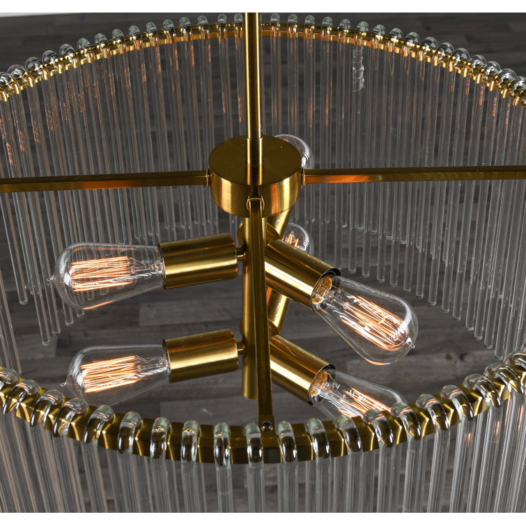 Kaela Vintage-Influenced 6-Light Brass Drum Chandelier