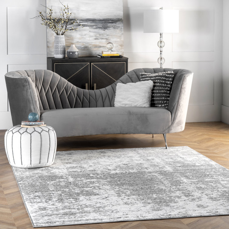 Elysian Clouds Abstract Gray Synthetic 5' x 8' Area Rug