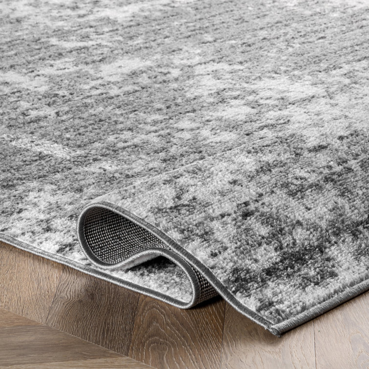 Elysian Clouds Abstract Gray Synthetic 5' x 8' Area Rug