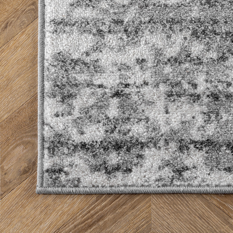 Elysian Clouds Abstract Gray Synthetic 5' x 8' Area Rug